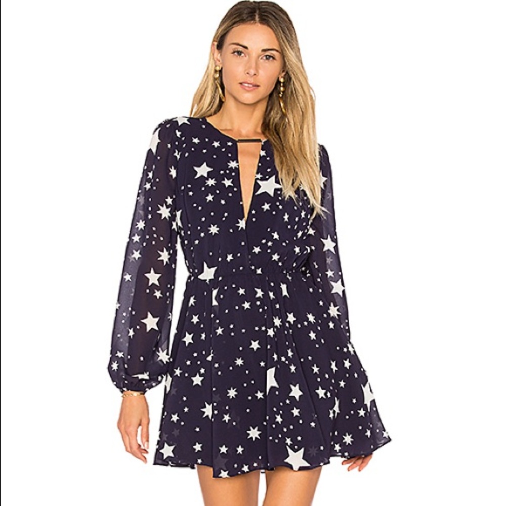 Lovers + Friends Lana Dress Navy Star Print sz: xs